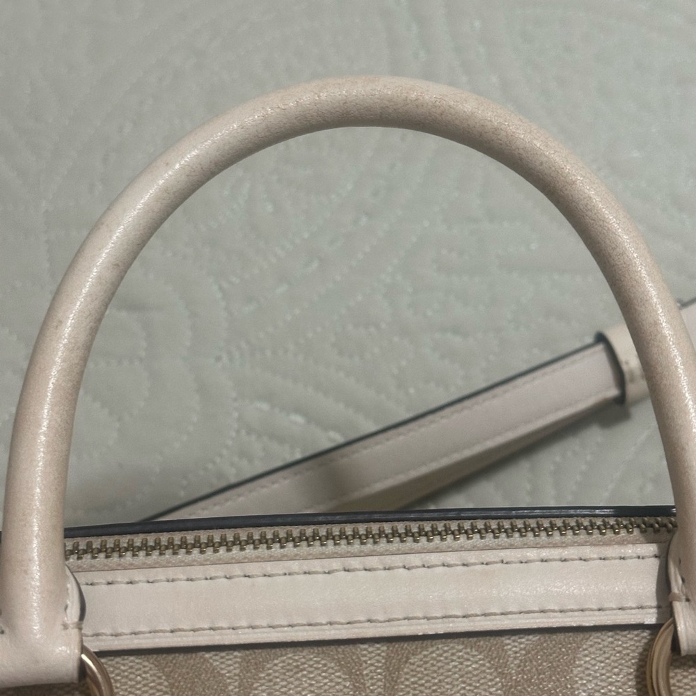 Coach Beige and Chalk Signature Canvas Satchel - Picture 10 of 13